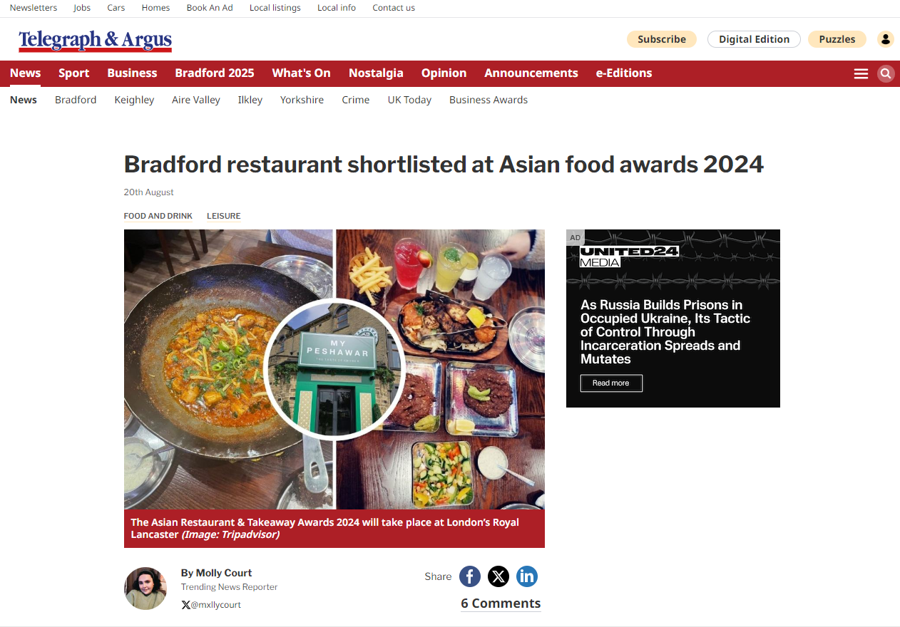 Bradford restaurant shortlisted at Asian food awards 2024